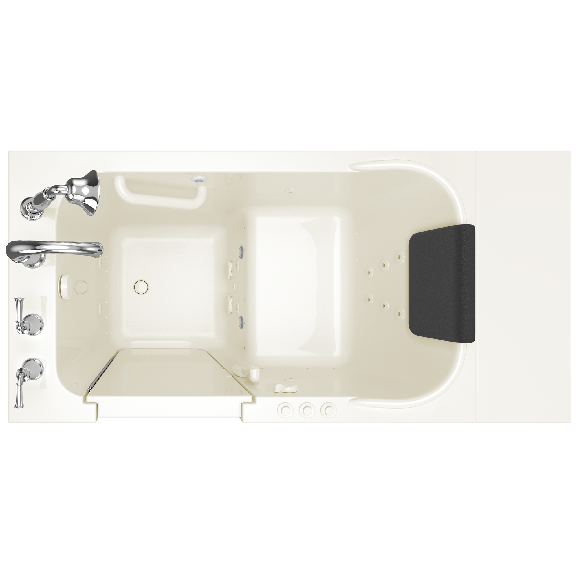 Gelcoat Premium Series 48x28 Inch Walk-In Bathtub with Dual Air Massage and Jet Massage System - Left Hand Door and Drain